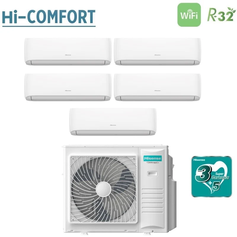 Climatiseur Penta-Split Hisense Hi-Comfort 7+7+7+7+7 BTU R-32 Wi-Fi intégré | 5AMW105U4RQC
