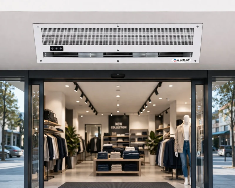 Rideau d'air intégré Klimaline ECOLINE 1S.746B 2000 cm² à 2 vitesses, sans résistance, avec télécommande incluse