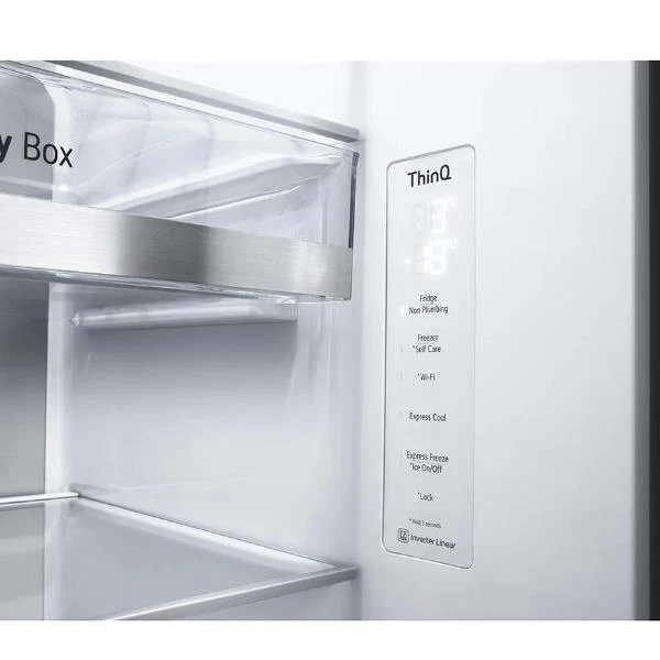 Réfrigérateur LG GSXV91MCAE 635 litres Classe E côte à côte (H 179 x L 91,3 x P 73,5 cm) Wi-Fi avec SmartThinQ Noir