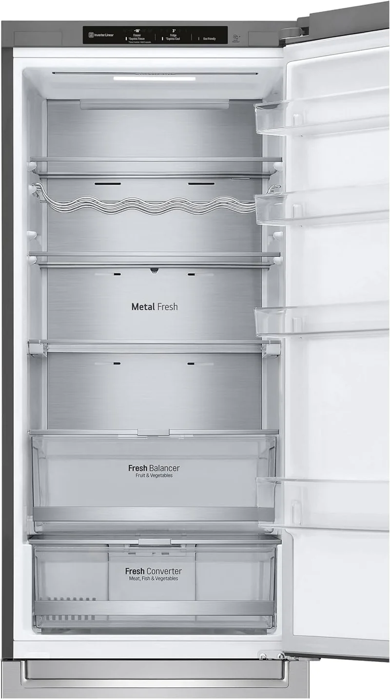 Réfrigérateur combiné LG GBB72NSVCN1 384 litres Classe C (H 203 x L 59,5 x P 67,5 cm) en acier inoxydable No Frost
