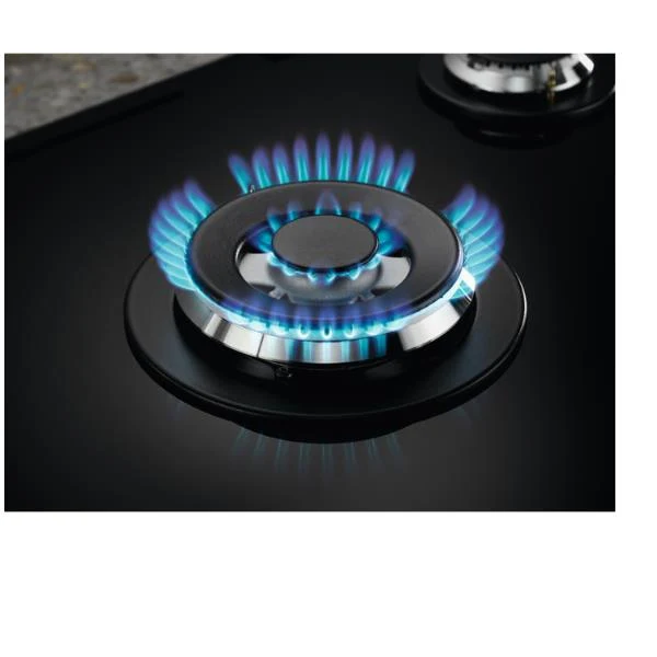 Plaque de cuisson à gaz Electrolux EGG7536K à 5 brûleurs (L74 x P51) en verre trempé noir