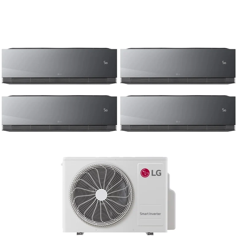 Climatiseur quadri-split LG ARTCOOL MIRROR AI AIR 9+9+9+9 à quatre compartiments avec MU4R25 R-32 et Wi-Fi intégré