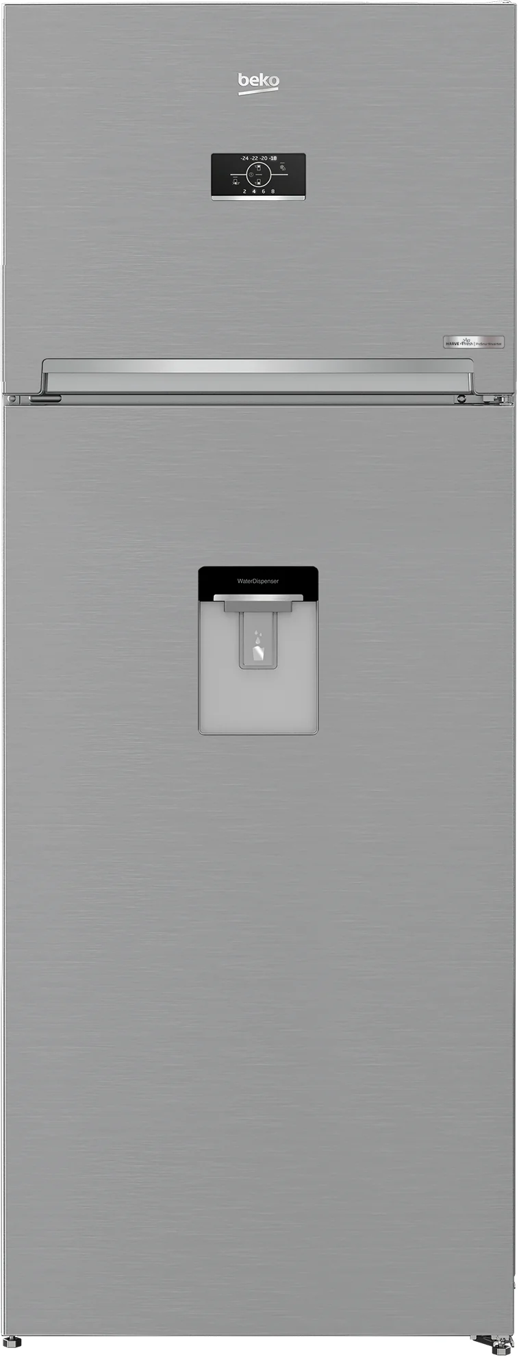 Réfrigérateur Beko RDNE455E40DXBN 406 litres Classe E à deux portes (H 185 x L 70 x P 65,5 cm) avec compresseur Inverter ProSmart, couleur argent.