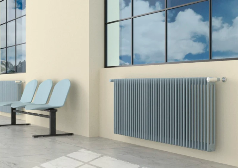 Radiateur complet en acier Cordivari ARDESIA AS9, 3 colonnes de 14 éléments, entraxe 1744 mm, hauteur 1800 mm, avec capuchons et réducteurs inclus.