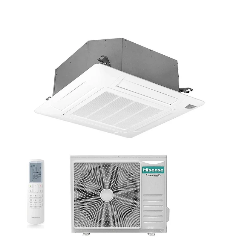 Climatiseur cassette Hisense TURBO 36 000 BTU AUC105UR4RKC8 + module Wi-Fi AUW105U4RW8 R-32 en option, avec télécommande et panneau de commande inclus