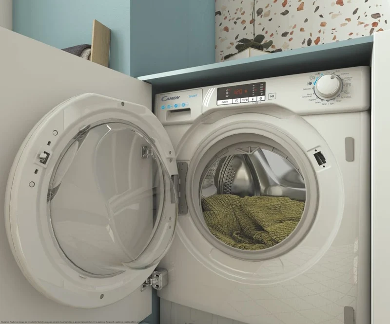 Lave-linge encastrable à chargement frontal Candy CBW 27D1E-S, 7 kg, Classe D, 1200 tr/min (H 82 x L 60 x P 47 cm), capteur intelligent, détecteur de poids.