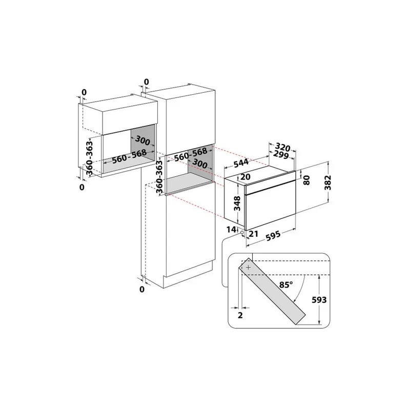 Micro-ondes encastrable Whirlpool AMW 442 IX, 22 litres, 700 W (H 97 x L 151 x P 81 cm), grille en acier inoxydable