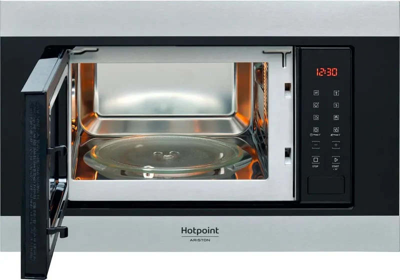 Micro-ondes encastrable Hotpoint MF20S IX, 20 litres, 800 W (H 99 x L 151 x P 89 cm), acier inoxydable et noir