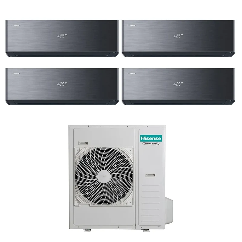 Climatiseur Hisense Quadri Split Inverter ENERGY PRO X NOIR 9+9+12+12 avec Wi-Fi intégré 5AMW105U4RQC R-32