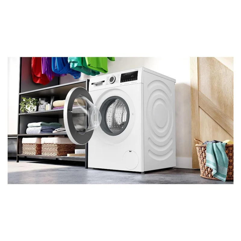 Lave-linge séchant Bosch WNA144V0IT Série 4, capacité de lavage 9 kg, capacité de séchage 5 kg, classe énergétique E, 1400 tr/min (H 84,8 x L 59,8 x P 59 cm), moteur EcoSilence, blanc