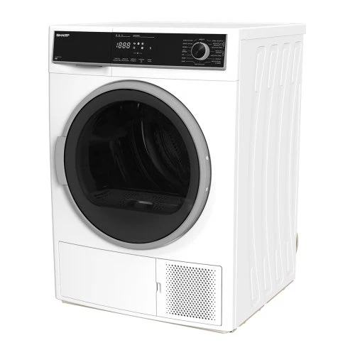 Sèche-linge à pompe à chaleur Sharp NHB9S7GW21, 9 kg (H 84,5 x L 59,6 x P 60,9 cm), fonction Refresh, classe A++ (2021), noir et blanc