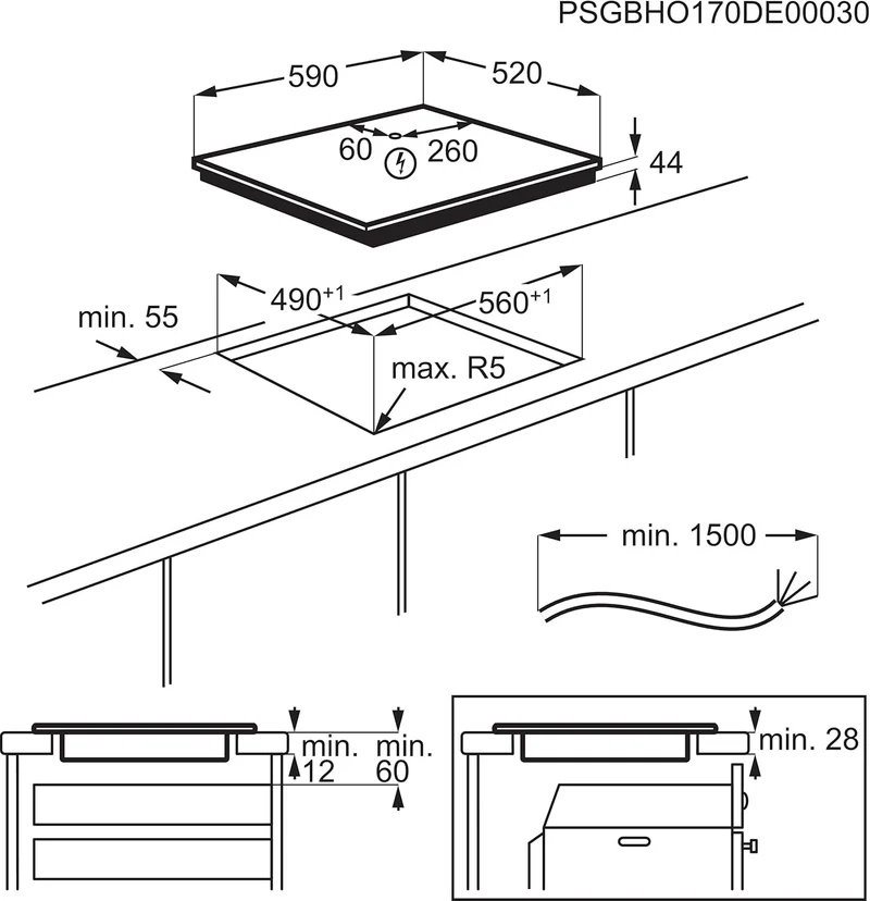 Piano A Induzione Electrolux Serie 300 LIL61443BW 4 Fuochi (L59xP52) Vetroceramica Bianco