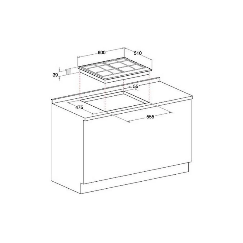 Plaque de cuisson à gaz 4 brûleurs Hotpoint PCN 642 T/IX/HA (L59 x P51) en acier inoxydable