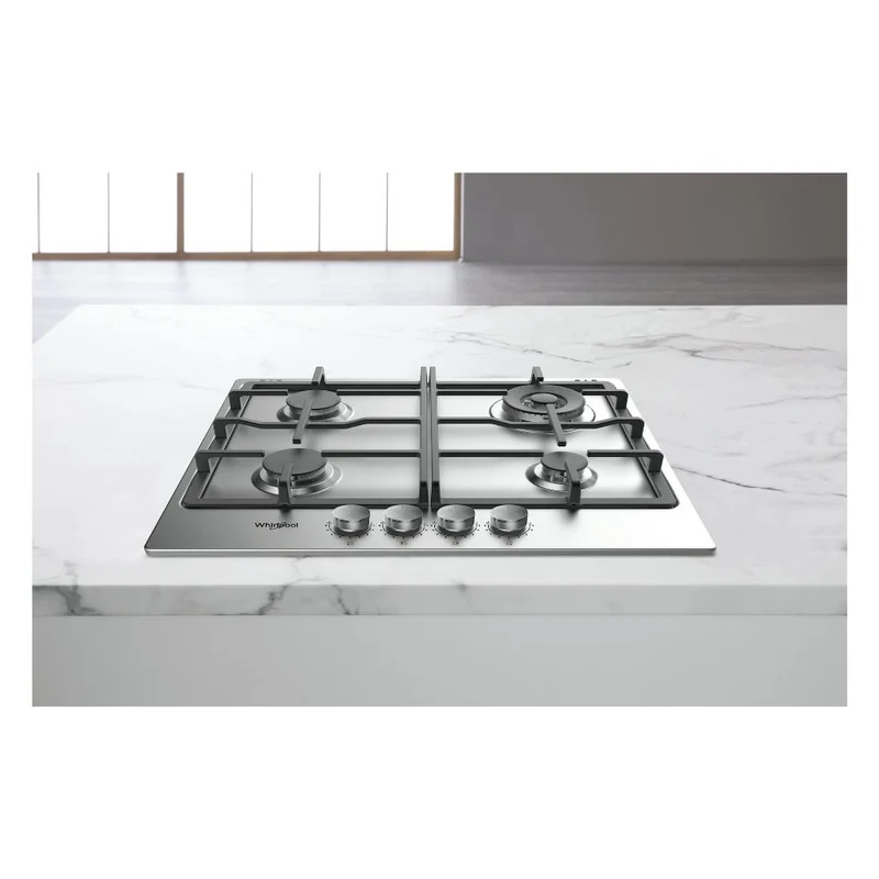 Plaque de cuisson à gaz Whirlpool TGML 661 à 4 brûleurs (L58 x P51) en acier inoxydable