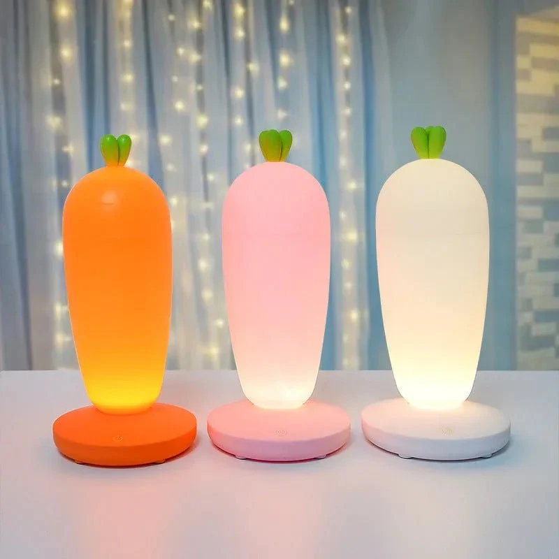 Small Table Night Lamp Creative Cartoon Carrot USB Rechargeable Desk Lamp