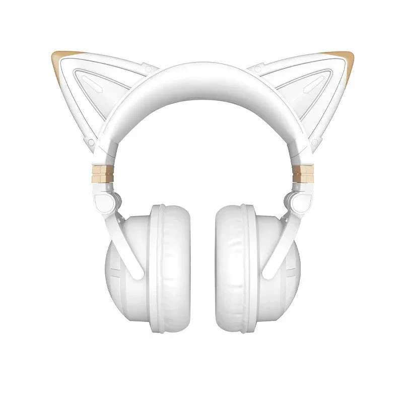 Cute Girl Game Gaming Wireless Headset With Cat Ears & Glowing LED Lights