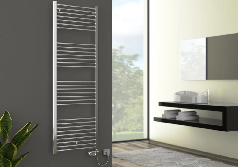 Sèche-serviettes électrique Cordivari LISA 22 en acier chromé avec thermostat d'ambiance numérique ECO