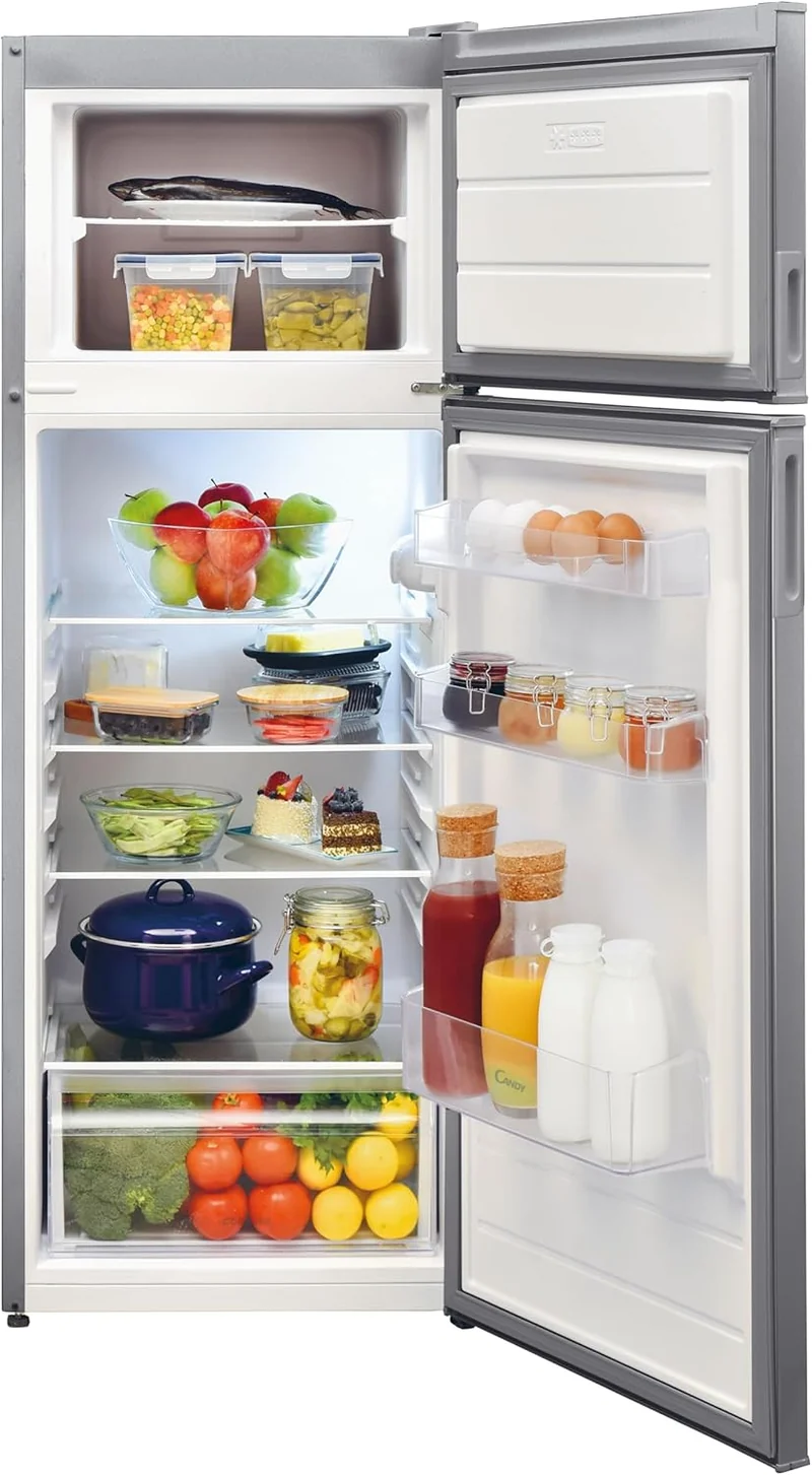 Réfrigérateur statique à deux portes Candy CDV1S514FS 213 litres, classe F (H 145 x L 54 x P 57 cm), argent