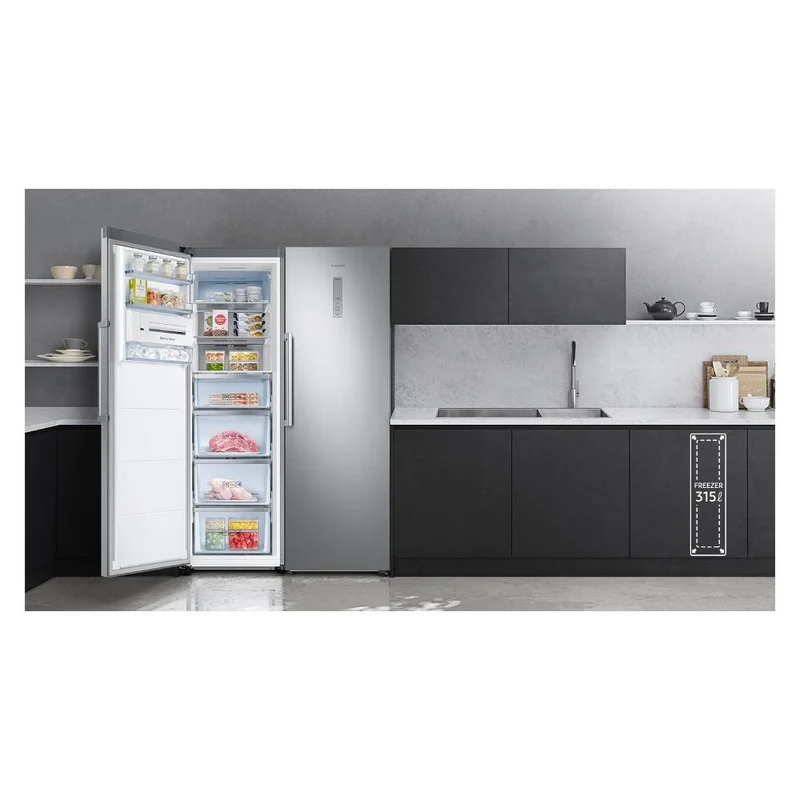 Congélateur vertical Samsung RZ32C7BFES9 EF TWIN AI Series 323 litres Classe E (185,3 x 59,5 x 64,4 cm) Total No Frost SmartThings Acier inoxydable
