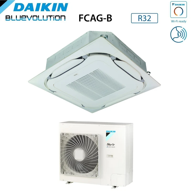 Climatiseur cassette Daikin Bluevolution Round Flow 24 000 BTU FCAG71B + AZAS71MV1 R-32 Wi-Fi en option, grille standard incluse