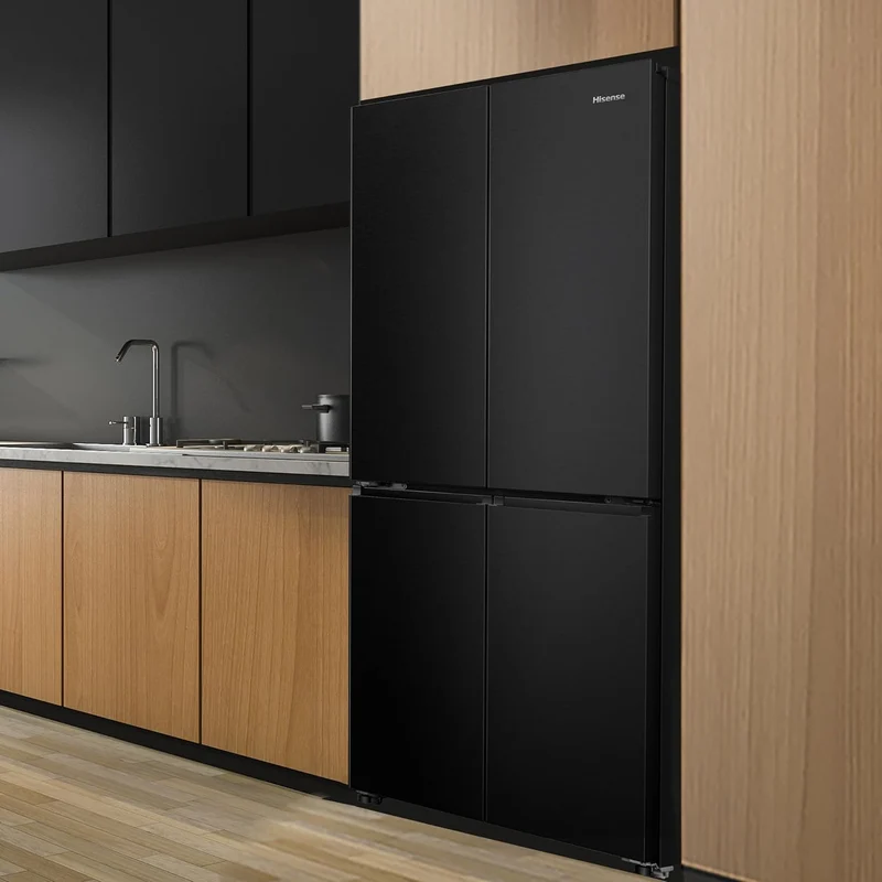 Réfrigérateur Hisense RQ5P470SAFE 4 portes, pose libre, 483 litres, classe E (H 178,5 x L 79,4 x P 69,8 cm), technologie No Frost, noir