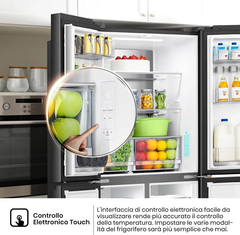 Réfrigérateur Hisense RQ5P470SAFE 4 portes, pose libre, 483 litres, classe E (H 178,5 x L 79,4 x P 69,8 cm), technologie No Frost, noir