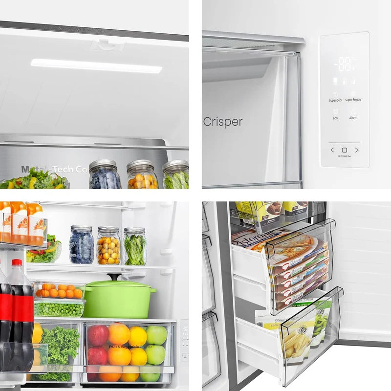 Réfrigérateur Hisense RQ5P470SAFE 4 portes, pose libre, 483 litres, classe E (H 178,5 x L 79,4 x P 69,8 cm), technologie No Frost, noir