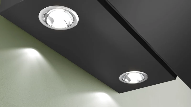 Hotte murale Bosch Série 2 DWK85DK60, verre noir, classe A (H 82,5 x L 79 x P 82,5 cm), programme intensif
