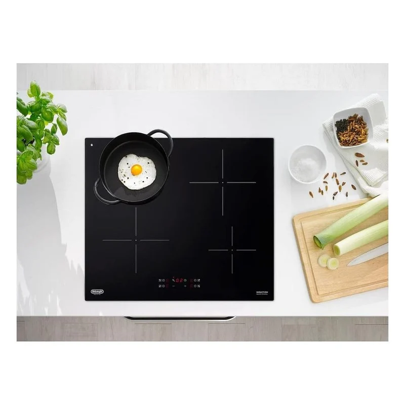 Plaque de cuisson à induction 4 feux De Longhi Design Pin 62 (L60 x P52) en vitrocéramique noire