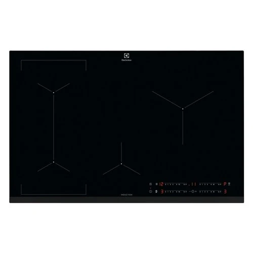 Plaque de cuisson à induction Electrolux série 600 Bridge Eil83443, 4 brûleurs (L 78 x P 52 cm), revêtement en vitrocéramique noire