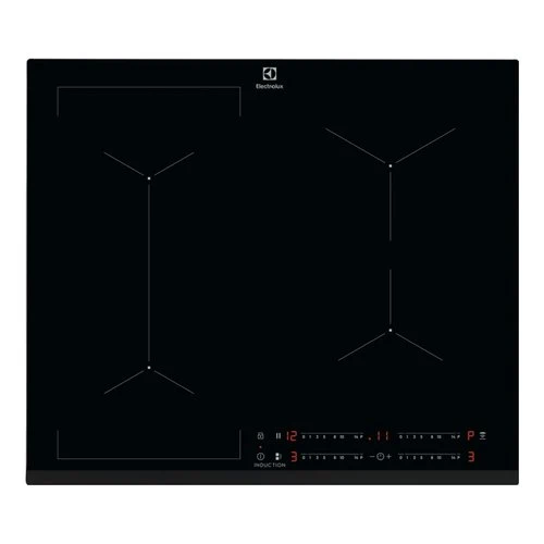 Plaque de cuisson à induction Electrolux série 600 Bridge Eil63443 à 4 brûleurs (L 59 x P 52 cm) en vitrocéramique noire