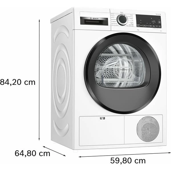 Sèche-linge à pompe à chaleur Bosch Série 6 WQG23100IT 8 kg Classe A++ (H 84,2 x L 59,8 x P 61,3 cm) Nettoyage facile demi-charge Blanc