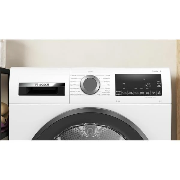 Sèche-linge à pompe à chaleur Bosch Série 6 WQG23100IT 8 kg Classe A++ (H 84,2 x L 59,8 x P 61,3 cm) Nettoyage facile demi-charge Blanc