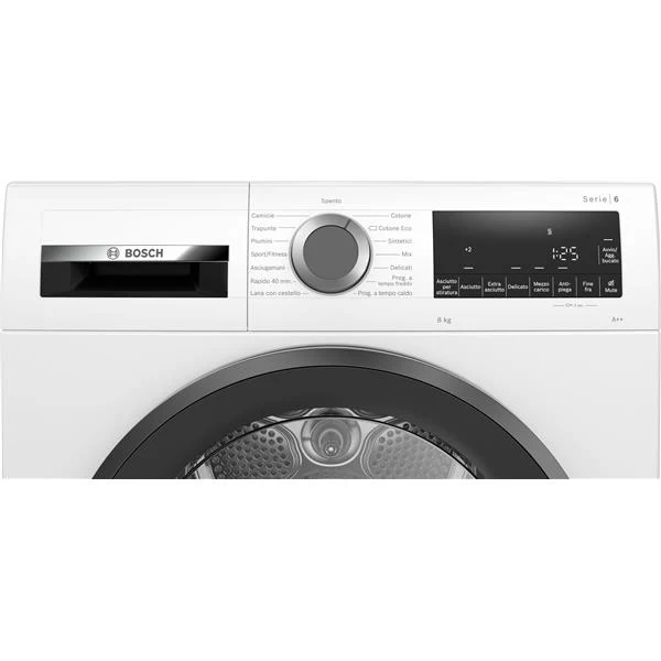 Sèche-linge à pompe à chaleur Bosch Série 6 WQG23100IT 8 kg Classe A++ (H 84,2 x L 59,8 x P 61,3 cm) Nettoyage facile demi-charge Blanc