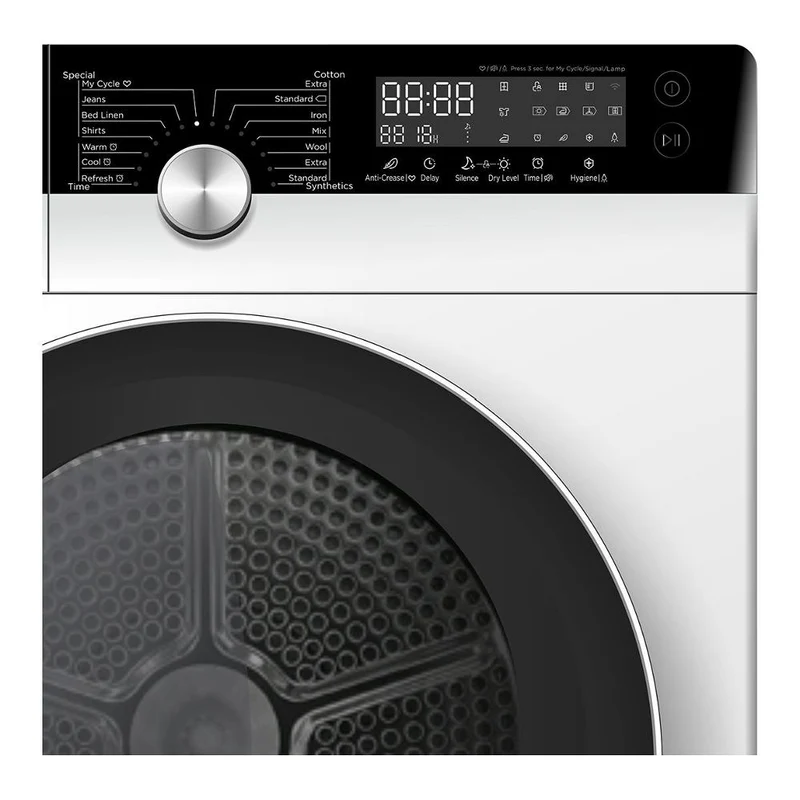 Sèche-linge à pompe à chaleur Midea MDK9A3 KNIGHT 9 kg Classe A+++ (2021) Moteur Inverter (H 84,5 x L 64 x P 59,5 cm) Noir et blanc