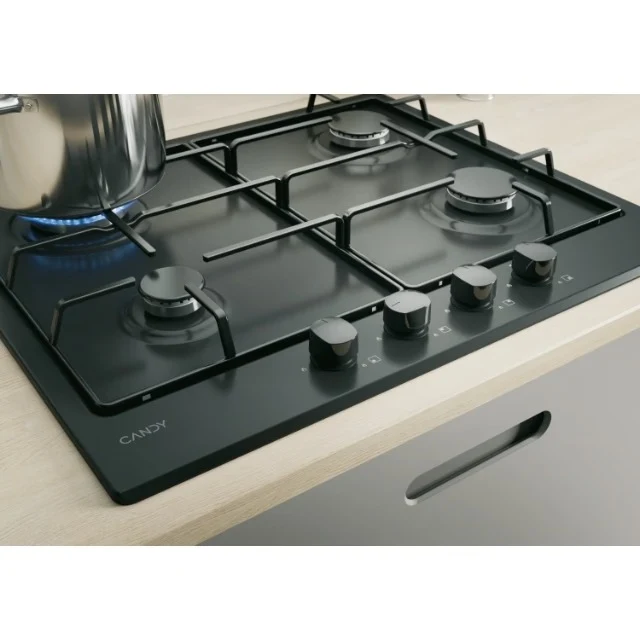 Plaque de cuisson à gaz 4 brûleurs Candy Idea CHW6BRBB (L59,5 x P51) Noire