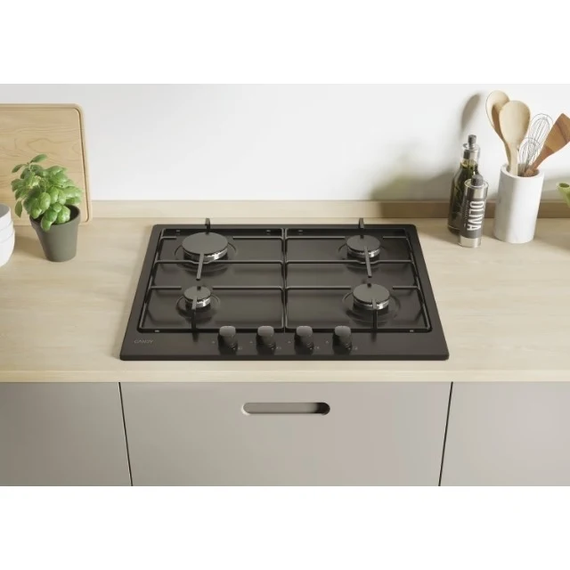 Plaque de cuisson à gaz 4 brûleurs Candy Idea CHW6BRBB (L59,5 x P51) Noire