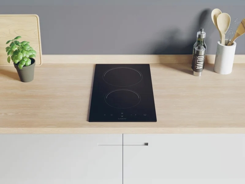 Plaque de cuisson électrique Candy CDH30 à 2 brûleurs (L 28,9 x P 52 cm) en vitrocéramique noire