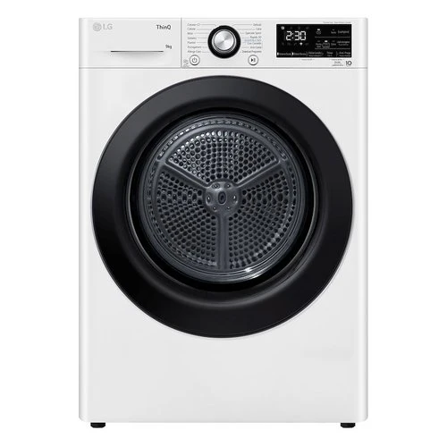Sèche-linge à pompe à chaleur LG RH90V9AVBN 9 kg Classe C Allergy Care (H 85 x L 60 x P 66 cm) ThinQ Alexa Google Assistant Noir et blanc