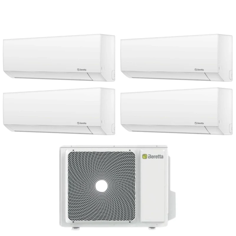 Climatiseur quadri-split inverter Beretta BREVA série E 9+9+9+12 avec 24000-4 R-32 Wi-Fi en option 9000+9000+9000+12000