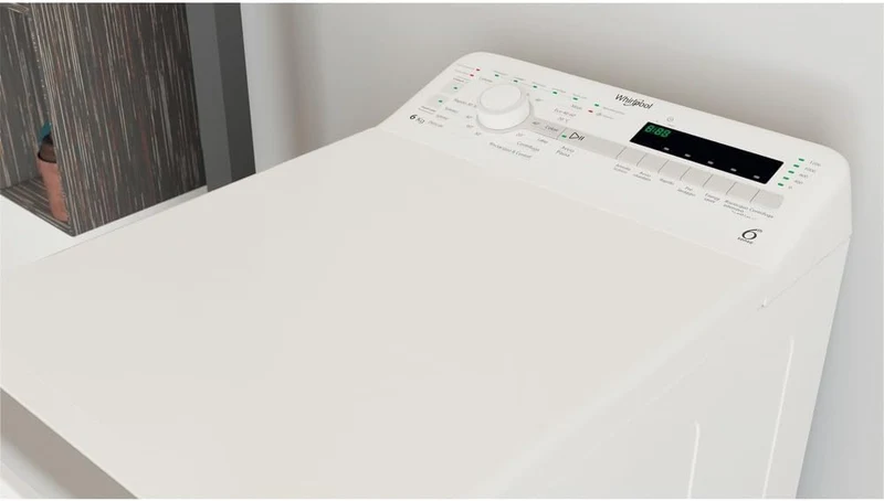 Lave-linge à chargement par le haut Whirlpool TDLR 6240S IT, 6 kg, 1200 tr/min, classe C (H 90 x L 40 x P 60 cm), technologie 6th Sense