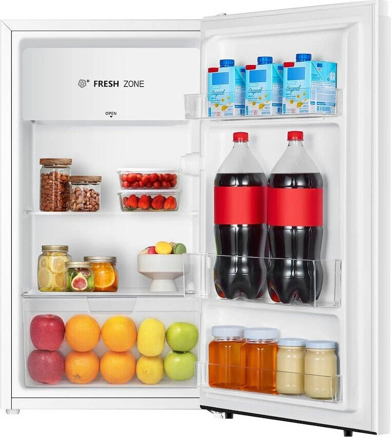 OFFRES SPÉCIALES Réfrigérateur Hisense RR121D4AWE à une porte, 94 litres, classe E, statique (H 84,2 x L 47,5 x P 44,8 cm), blanc