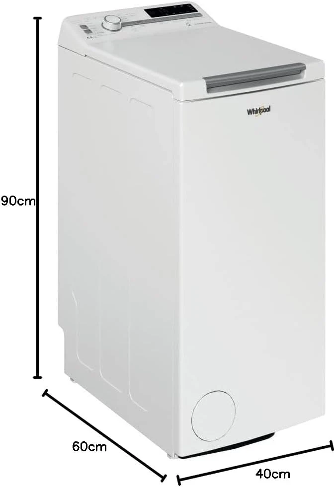 Lave-linge à chargement par le haut Whirlpool TDLR 65241BS IT Slim 6,5 kg Classe C 1200 tr/min (H 90 x L 40 x P 60 cm) Moteur Inverter 6th Sense Technology