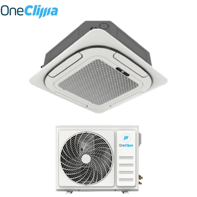 Climatiseur cassette OneClima Inverter 4 voies 12 000 BTU AIR-12 CST-M R-32 avec Wi-Fi en option, grille et télécommande incluses.