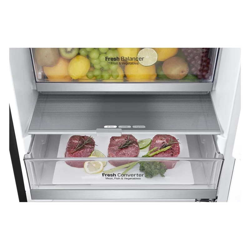 Réfrigérateur combiné LG GBB72MCVBN 384 litres Classe B (H 203 x L 59,5 x P 67,5 cm) No Frost Noir à compresseur linéaire Inverter