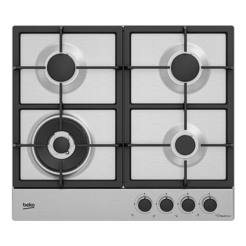 Plaque de cuisson à gaz 4 brûleurs Beko PractiClean Hiaw64225Sxe (L58 x P51) en acier inoxydable