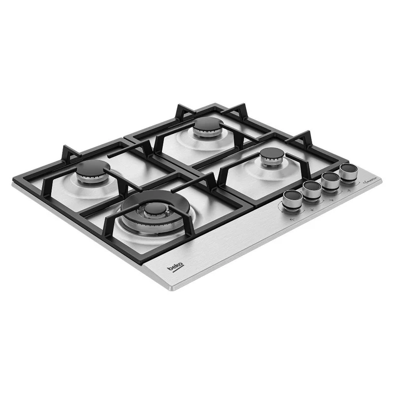 Plaque de cuisson à gaz 4 brûleurs Beko PractiClean Hiaw64225Sxe (L58 x P51) en acier inoxydable