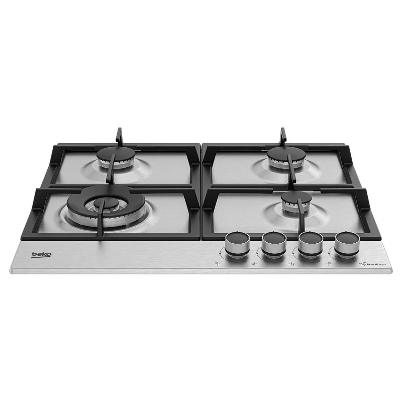 Plaque de cuisson à gaz 4 brûleurs Beko PractiClean Hiaw64225Sxe (L58 x P51) en acier inoxydable