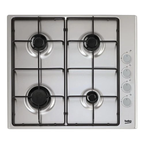 Plaque de cuisson à gaz Beko HIGG 641C3 SX 4 brûleurs (L61 x P51) en acier inoxydable, brûleurs haute efficacité