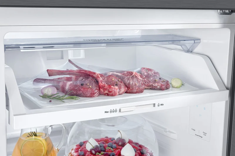 Réfrigérateur Samsung EcoFlex AI RT35CG5644S9ES à deux portes, 348 litres, classe E, No Frost total (H 171,5 x L 60 x P 70,9 cm), mode énergie AI, SmartThings, acier inoxydable